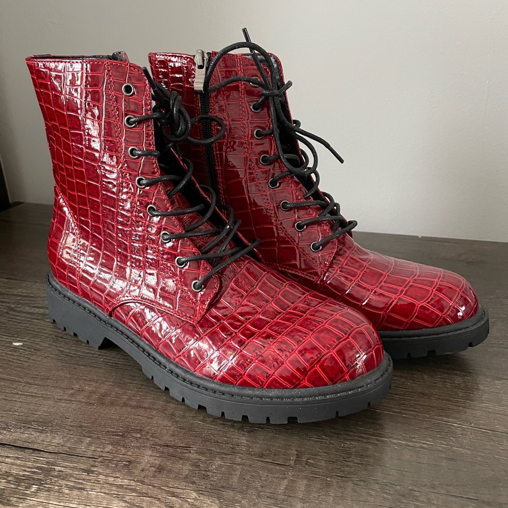 Shein Croc Embossed Combat Boots